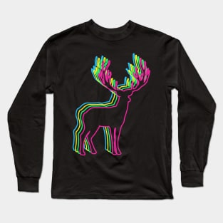 Deer 80s Neon Long Sleeve T-Shirt